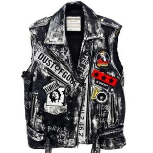 Dust Of Gods 1 of 1 Rare Black Black Leather Vest Size XL